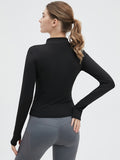 "Women's Full-Zip Fitness Jacket – Turtle Neck & Thumb Holes"