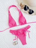 YWCS-6580 Eco-Friendly Women's Bikini – Solid Color Two-Piece Swimsuit Made from Recycled Fabric