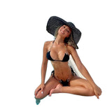 Holiday Bikini – Sexy Women's Two-Piece Swimsuit with Metal Accessories, Rhinestones & Bandage Design