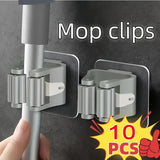 Wall-Mounted Mop and Broom Holder - Waterproof Storage Organizer with Hooks