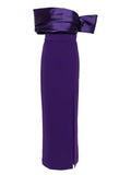 Eshin Slash-Neck High-Waist Split Dress – Timeless Autumn Elegance