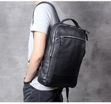 Men's Genuine Leather Backpack, Large Capacity, for School, Travel and Daily Use