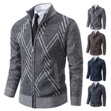 Men’s Knit Cardigan Sweater – Spring & Autumn Casual Jacket | Brown & Grey Colors