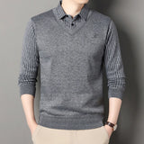 Men's Slim Fit Polo Neck Pullover Sweater, Thick Winter Sweater, Elegant Business Casual Wear
