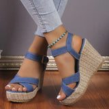 Summer Women’s Plus-Size Wedge Sandals – Casual Cowboy Style with Muffin Sole & High Heel Design