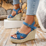 Summer Women’s Plus-Size Wedge Sandals – Casual Cowboy Style with Muffin Sole & High Heel Design