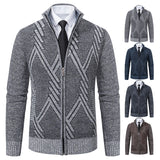 Men’s Knit Cardigan Sweater – Spring & Autumn Casual Jacket | Brown & Grey Colors
