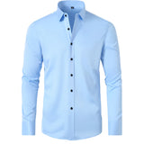 Men’s Pure White Slim Fit Shirt – Lightweight Long Sleeve Dress Shirt | Spring/Autumn Business Casual (Up to 6XL)
