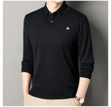 Men's Slim Fit Polo Neck Pullover Sweater, Thick Winter Sweater, Elegant Business Casual Wear