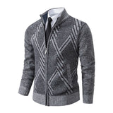 Men’s Knit Cardigan Sweater – Spring & Autumn Casual Jacket | Brown & Grey Colors