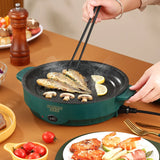 Non-stick electric multicooker frying pan for barbecue, meat, fish and omelets