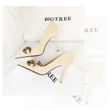 BIGTREE Women’s Nude Pumps – Fashion Metal Buckle High Heel Stilettos for Party & Office (Sizes 42–43)