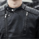 Men's Slim Fit Faux Leather Jacket Windproof Winter Outdoor Fashion