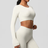 Women's Long Sleeve Workout Top – Padded, Breathable & Dry-Fit