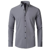 Men’s Pure White Slim Fit Shirt – Lightweight Long Sleeve Dress Shirt | Spring/Autumn Business Casual (Up to 6XL)