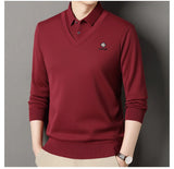 Men's Slim Fit Polo Neck Pullover Sweater, Thick Winter Sweater, Elegant Business Casual Wear