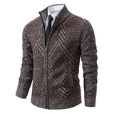 Men’s Knit Cardigan Sweater – Spring & Autumn Casual Jacket | Brown & Grey Colors