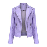 Women's Faux Leather Zip Up Jacket - Slim Fit, Long Sleeve, Cropped Design