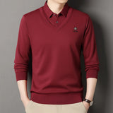 Men's Slim Fit Polo Neck Pullover Sweater, Thick Winter Sweater, Elegant Business Casual Wear