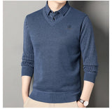 Men's Slim Fit Polo Neck Pullover Sweater, Thick Winter Sweater, Elegant Business Casual Wear