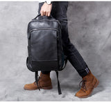 Men's Genuine Leather Backpack, Large Capacity, for School, Travel and Daily Use