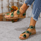 Yellow Embroidered Faux Flower Sandals – Flat Plus Size 43 Summer Beach & Travel Shoes for Women