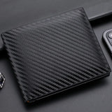 Men's Short Carbon Fiber Wallet - Slim Zipper Card and Coin Holder