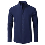 Men’s Pure White Slim Fit Shirt – Lightweight Long Sleeve Dress Shirt | Spring/Autumn Business Casual (Up to 6XL)