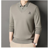 Men's Slim Fit Polo Neck Pullover Sweater, Thick Winter Sweater, Elegant Business Casual Wear