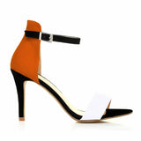 Women’s Mixed-Color Stiletto Sandals – 9cm Thin Heel, Open Toe, Ankle Strap High Heels for Summer Parties & Weddings