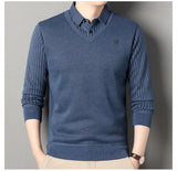 Men's Slim Fit Polo Neck Pullover Sweater, Thick Winter Sweater, Elegant Business Casual Wear