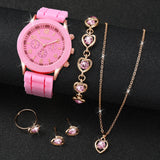 Conjunto de relógio feminino Radiant Style com pulseira de silicone e acessórios.