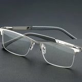 Men's Half-frame Business Reading Glasses Anti-blue Light Anti-fatigue Metal Frame Presbyopia Glasses +1.0 To +4.0
