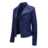 Women's Faux Leather Zip Up Jacket - Slim Fit, Long Sleeve, Cropped Design