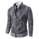 Men’s Knit Cardigan Sweater – Spring & Autumn Casual Jacket | Brown & Grey Colors