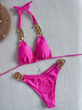 RUOTONGSEPT Women’s Triangle Bikini Set – Brazilian Halter 2-Piece Push-Up Swimwear