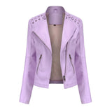 Women's Faux Leather Zip Up Jacket - Slim Fit, Long Sleeve, Cropped Design