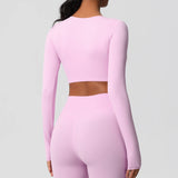 Women's Long Sleeve Workout Top – Padded, Breathable & Dry-Fit