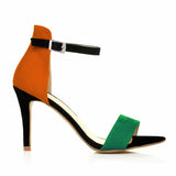 Women’s Mixed-Color Stiletto Sandals – 9cm Thin Heel, Open Toe, Ankle Strap High Heels for Summer Parties & Weddings
