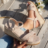 Women’s Fashion Wedge Sandals – Summer Non-Slip Peep Toe Platform Shoes with Rubber Sole & Buckle