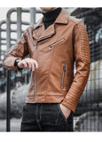 Men's Slim Fit Faux Leather Jacket Windproof Winter Outdoor Fashion