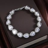ZAKOL Classic Water Drop CZ Bracelet – Elegant Sparkle for Brides and Special Occasions.