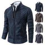 Men’s Knit Cardigan Sweater – Spring & Autumn Casual Jacket | Brown & Grey Colors