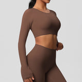 Women's Long Sleeve Workout Top – Padded, Breathable & Dry-Fit