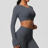Women's Long Sleeve Workout Top – Padded, Breathable & Dry-Fit
