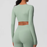 Women's Long Sleeve Workout Top – Padded, Breathable & Dry-Fit