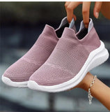 Women's Casual Slip-On Sneakers - Lightweight Flat Walking Shoes