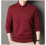 Men's Slim Fit Polo Neck Pullover Sweater, Thick Winter Sweater, Elegant Business Casual Wear