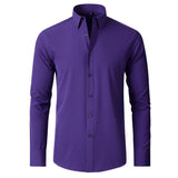 Men’s Pure White Slim Fit Shirt – Lightweight Long Sleeve Dress Shirt | Spring/Autumn Business Casual (Up to 6XL)