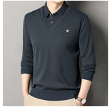 Men's Slim Fit Polo Neck Pullover Sweater, Thick Winter Sweater, Elegant Business Casual Wear